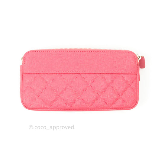 Chanel Quilted Clutch With Chain Pink Caviar Gold Hardware