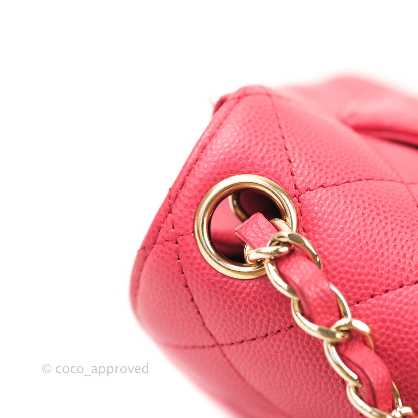Chanel Quilted Mini Square Iridescent Pink Caviar Gold Hardware 17C