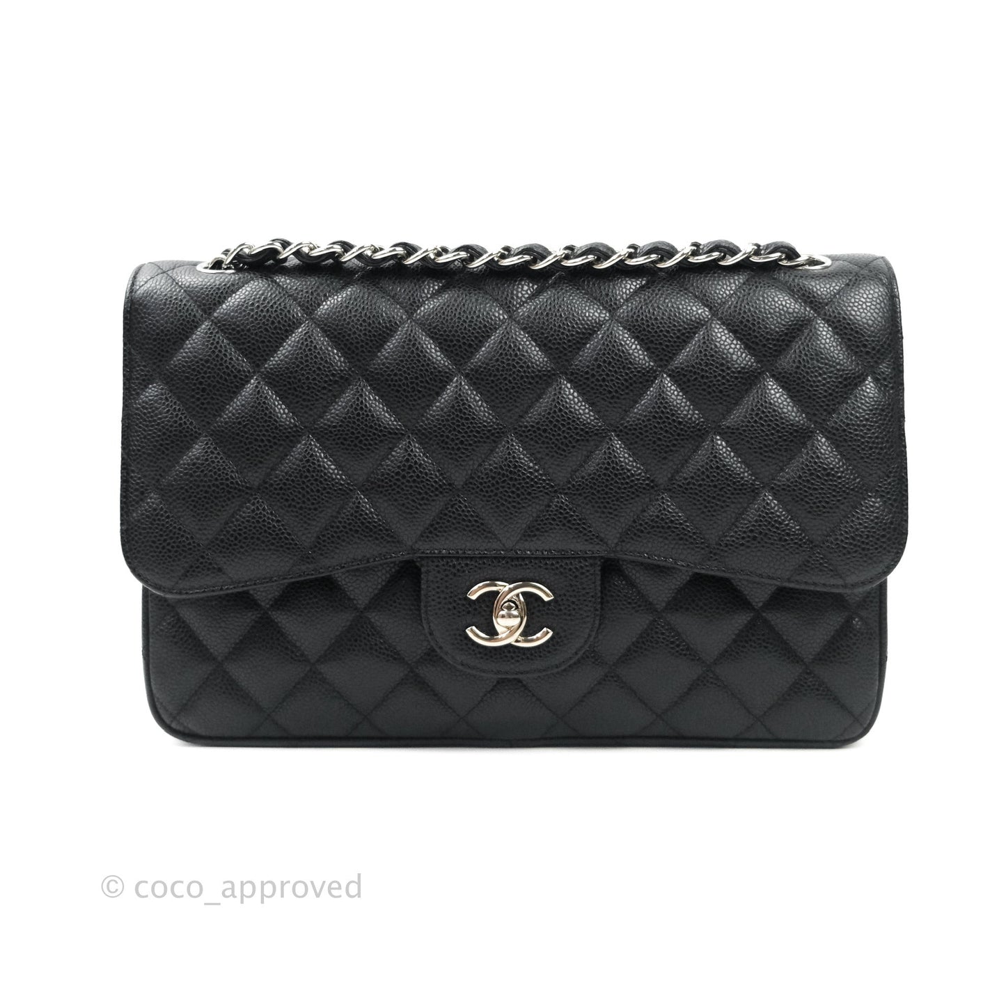 Chanel Jumbo Double Flap Black Caviar Silver Hardware⁣⁣
