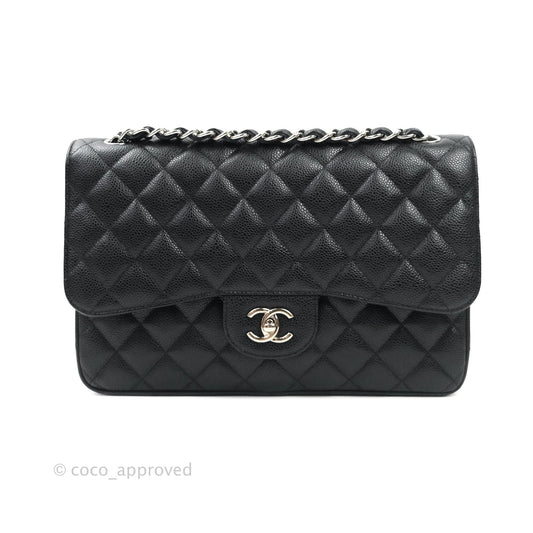 Chanel Jumbo Double Flap Black Caviar Silver Hardware⁣⁣