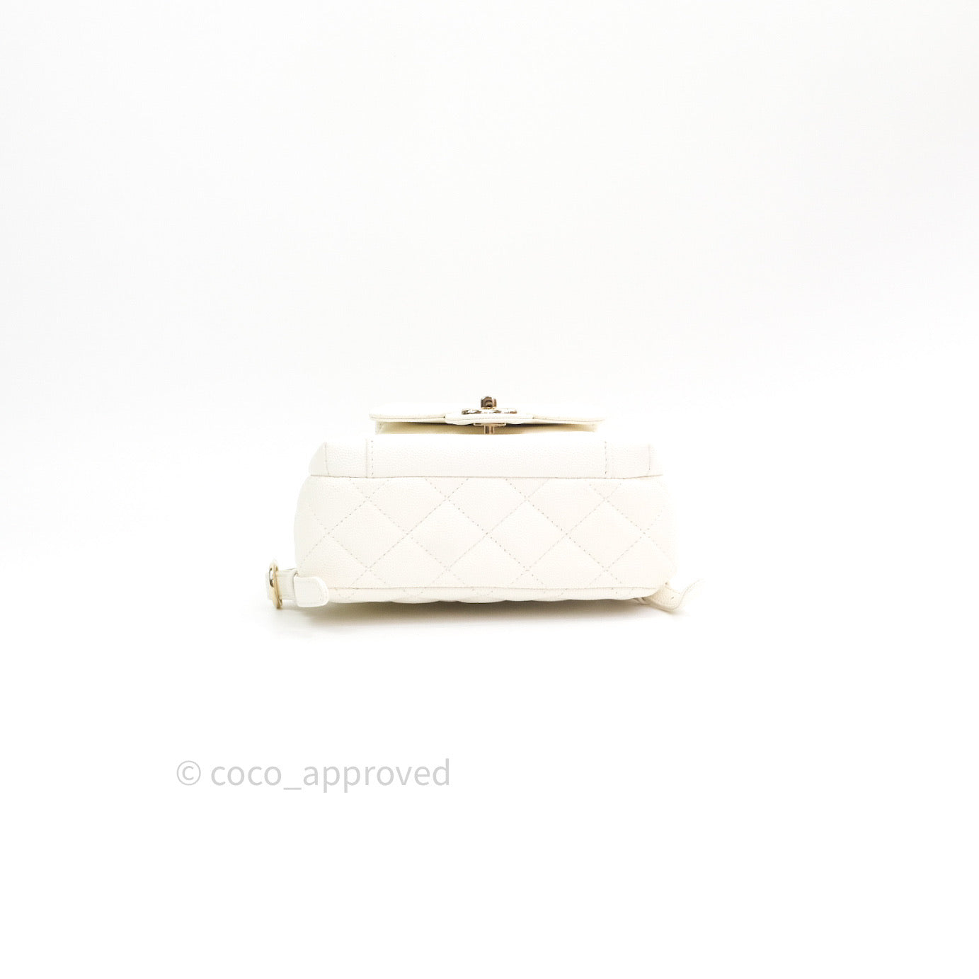 Chanel Quilted Small CC Day Backpack Ivory Caviar Light Gold Hardware