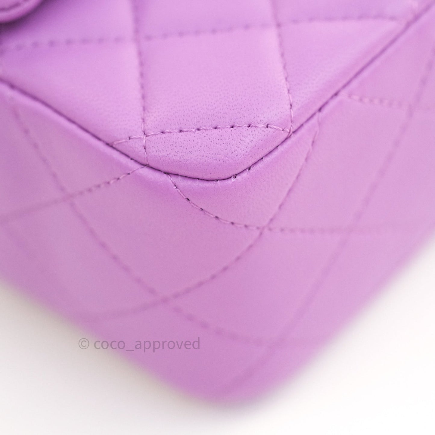 Chanel Quilted Mini Rectangular Flap Purple Lambskin Silver Hardware