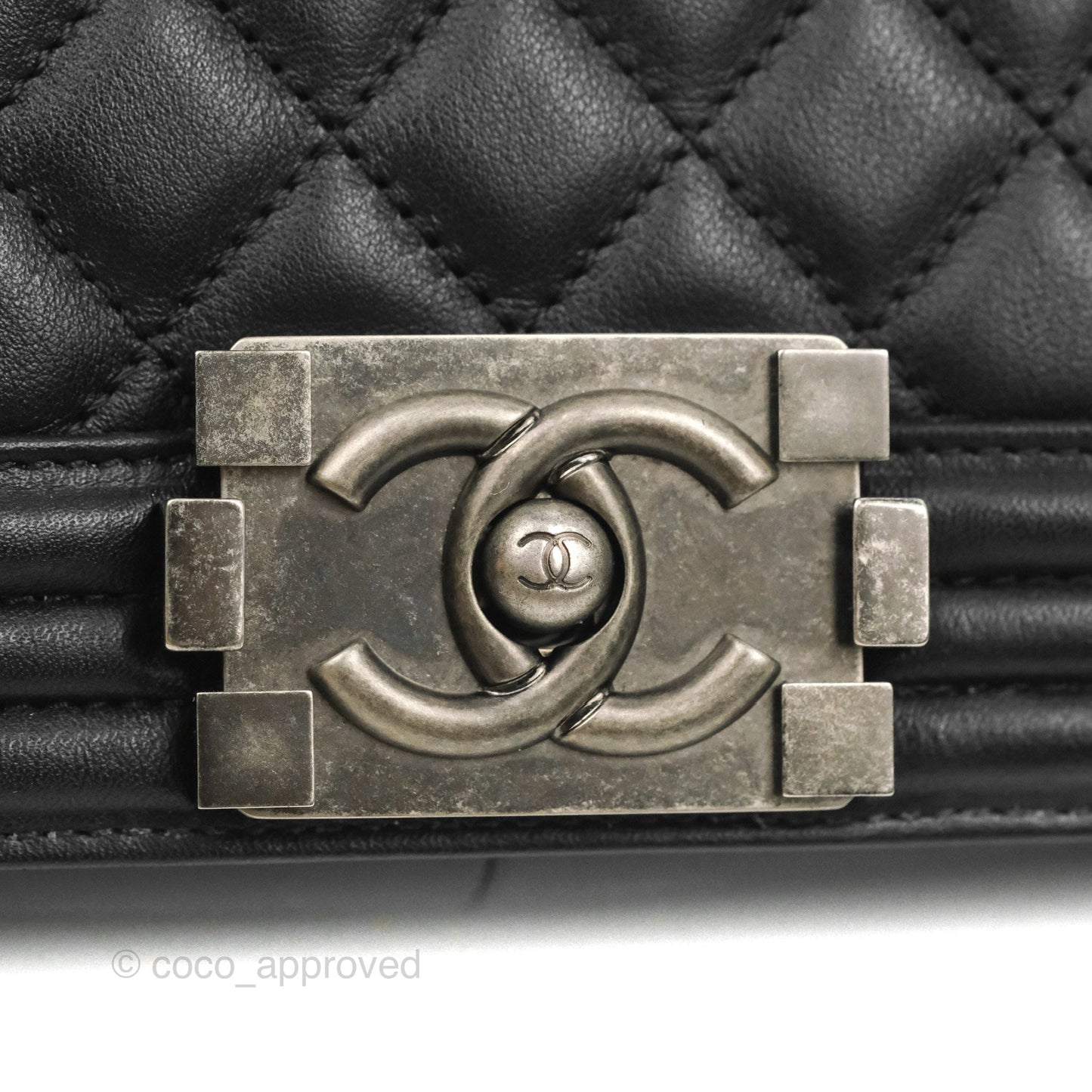 Chanel Quilted Medium Boy Black Calfskin Ruthenium Hardware