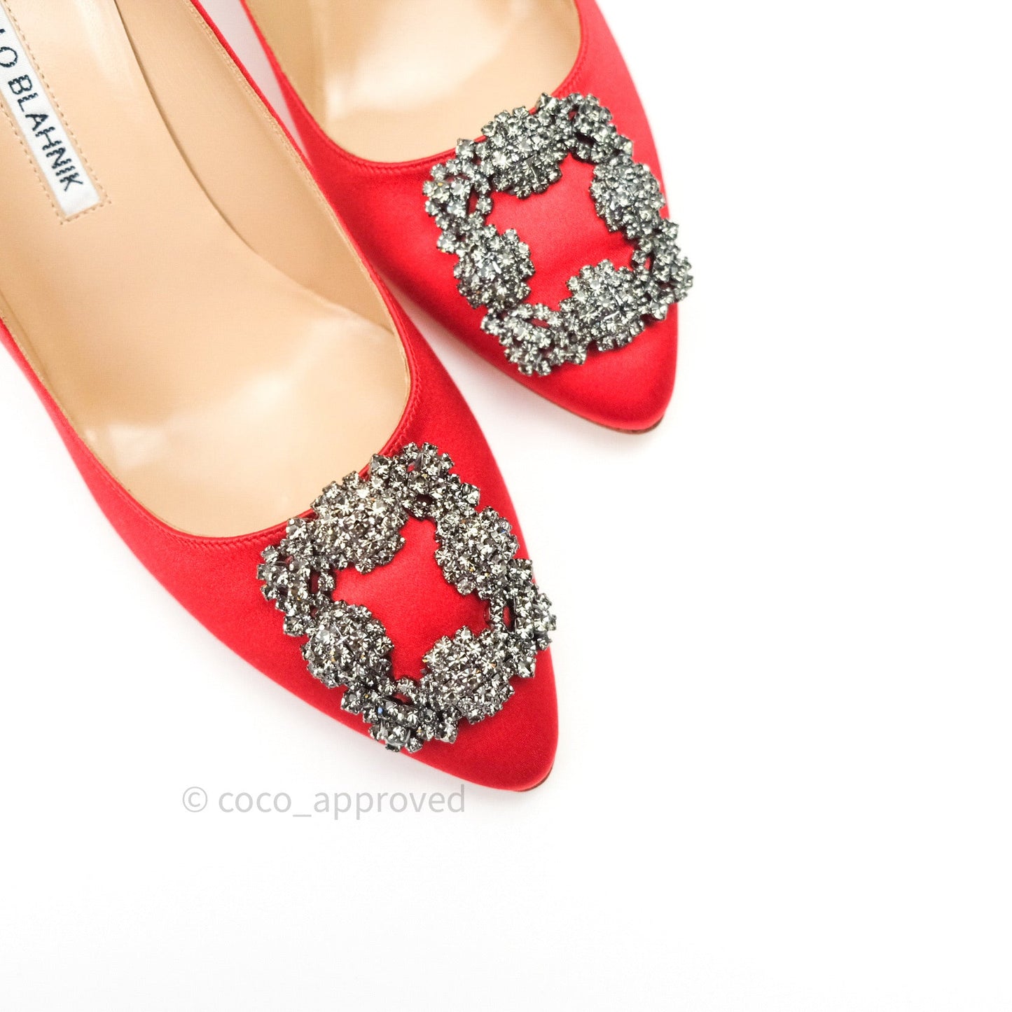 Manolo Blahnik Satin Hangisi Bred Satin Red 70 Pumps 38