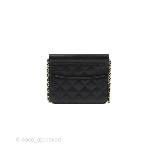 Chanel Mini Flap on Chain Black Calfskin Aged Gold Hardware