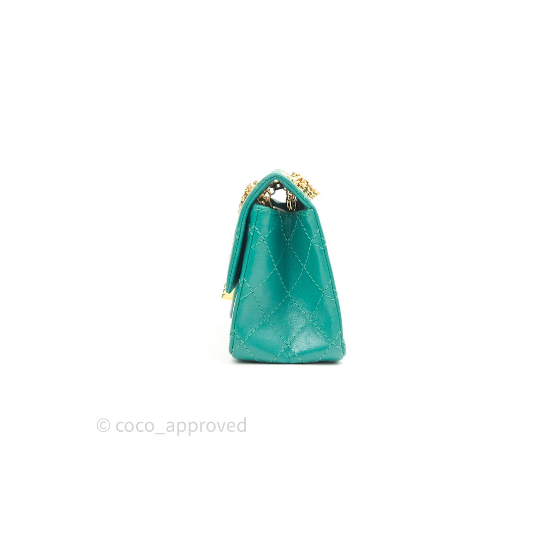 Chanel Mini Reissue 224 Green Aged Calfskin Gold Hardware