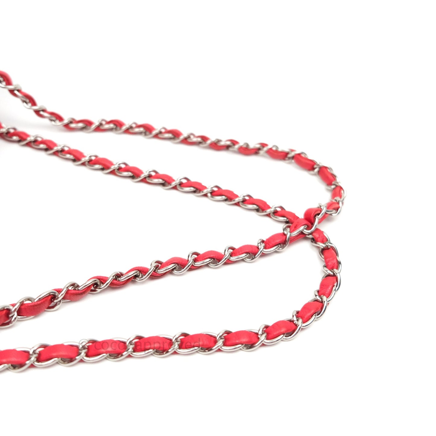 Chanel Classic M/L Medium Double Flap Bag Red Lambskin Silver Hardware