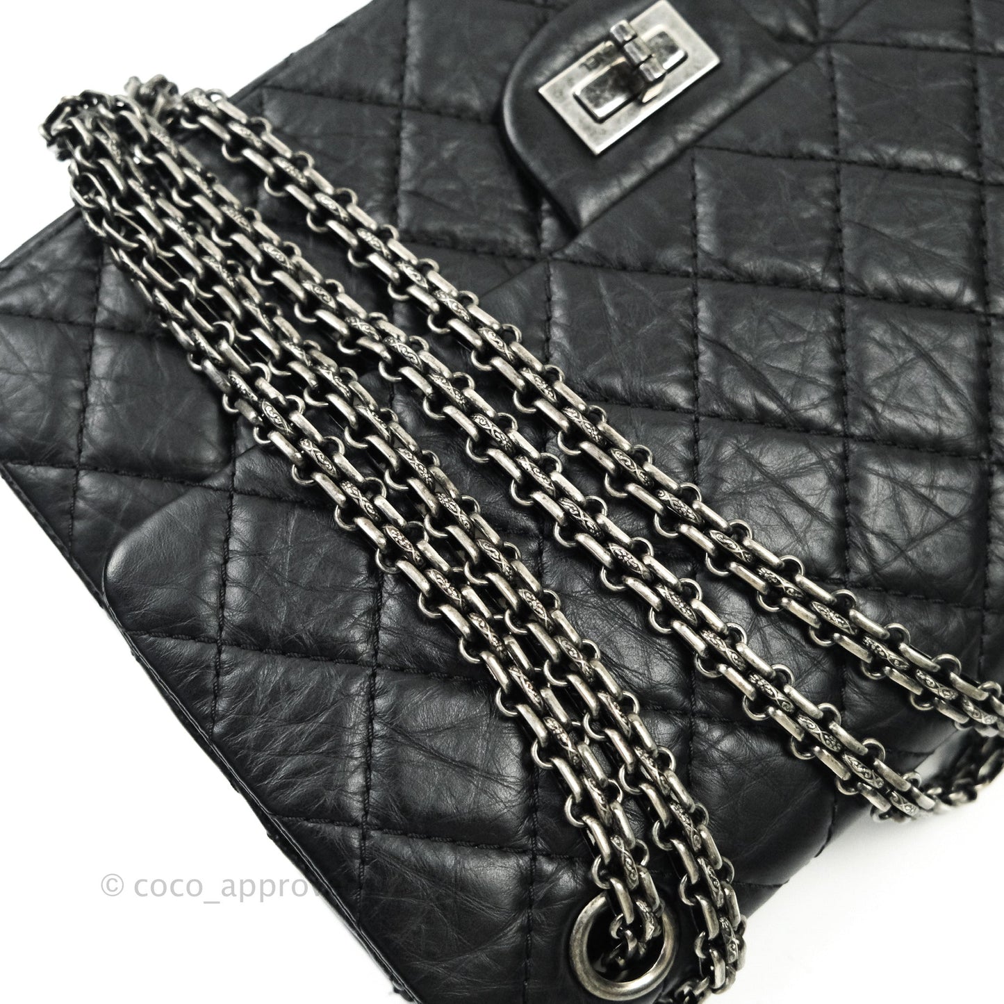 Chanel 2.55 Quilted Reissue 226 Black Aged Calfskin Ruthenium Hardware