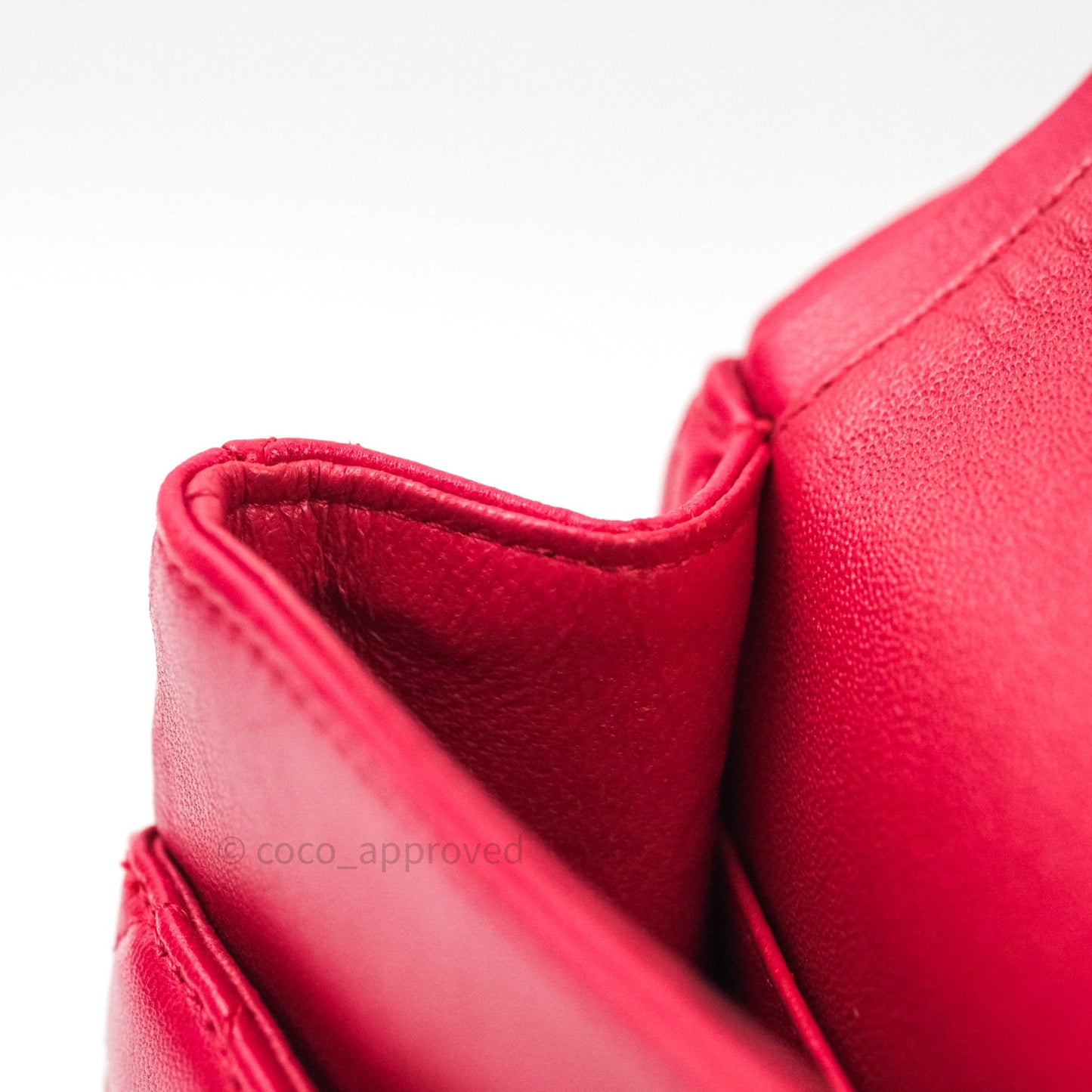 Chanel Classic M/L Lambskin Medium Double Flap Red Pink Silver Hardware