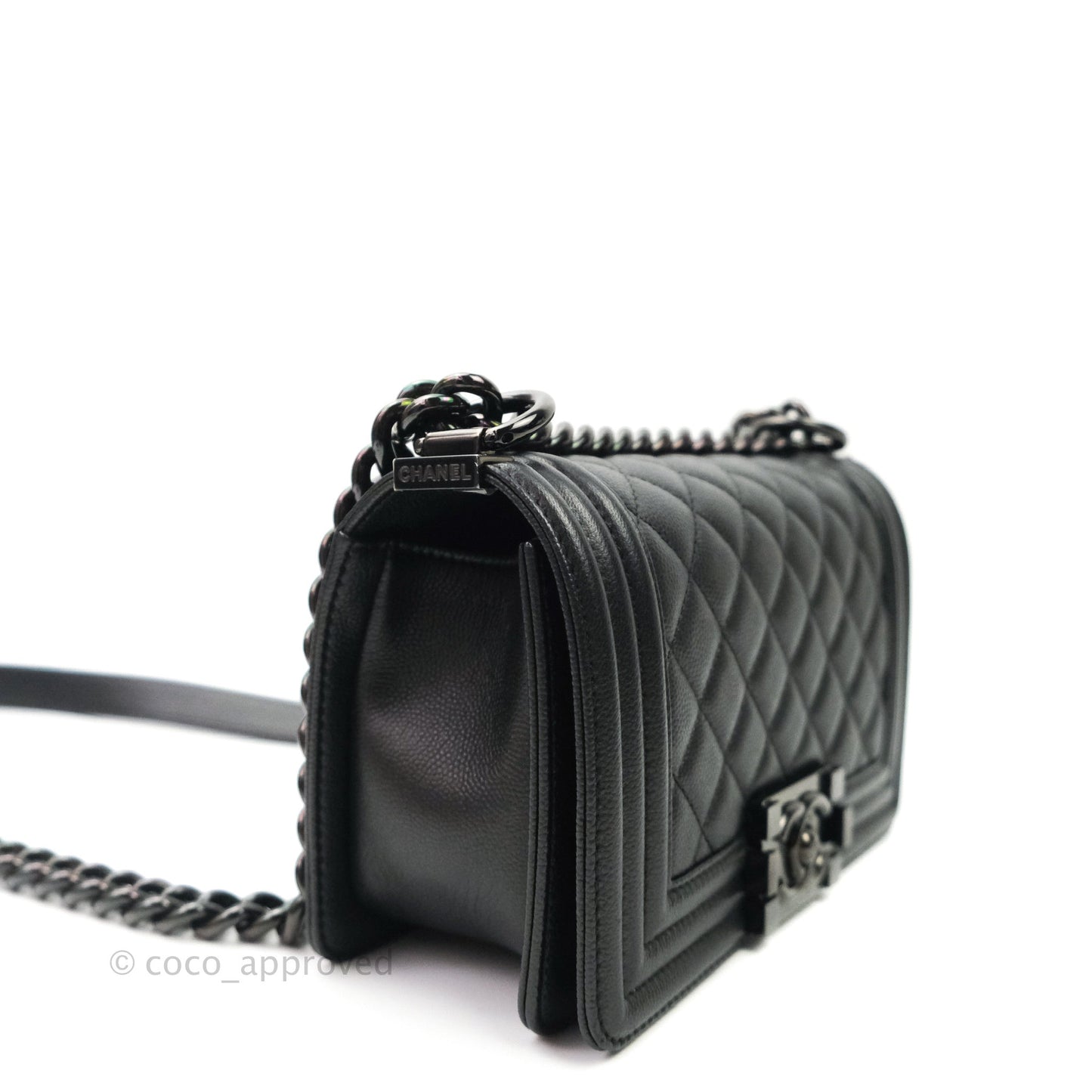 Chanel Quilted So Black Small Boy Caviar