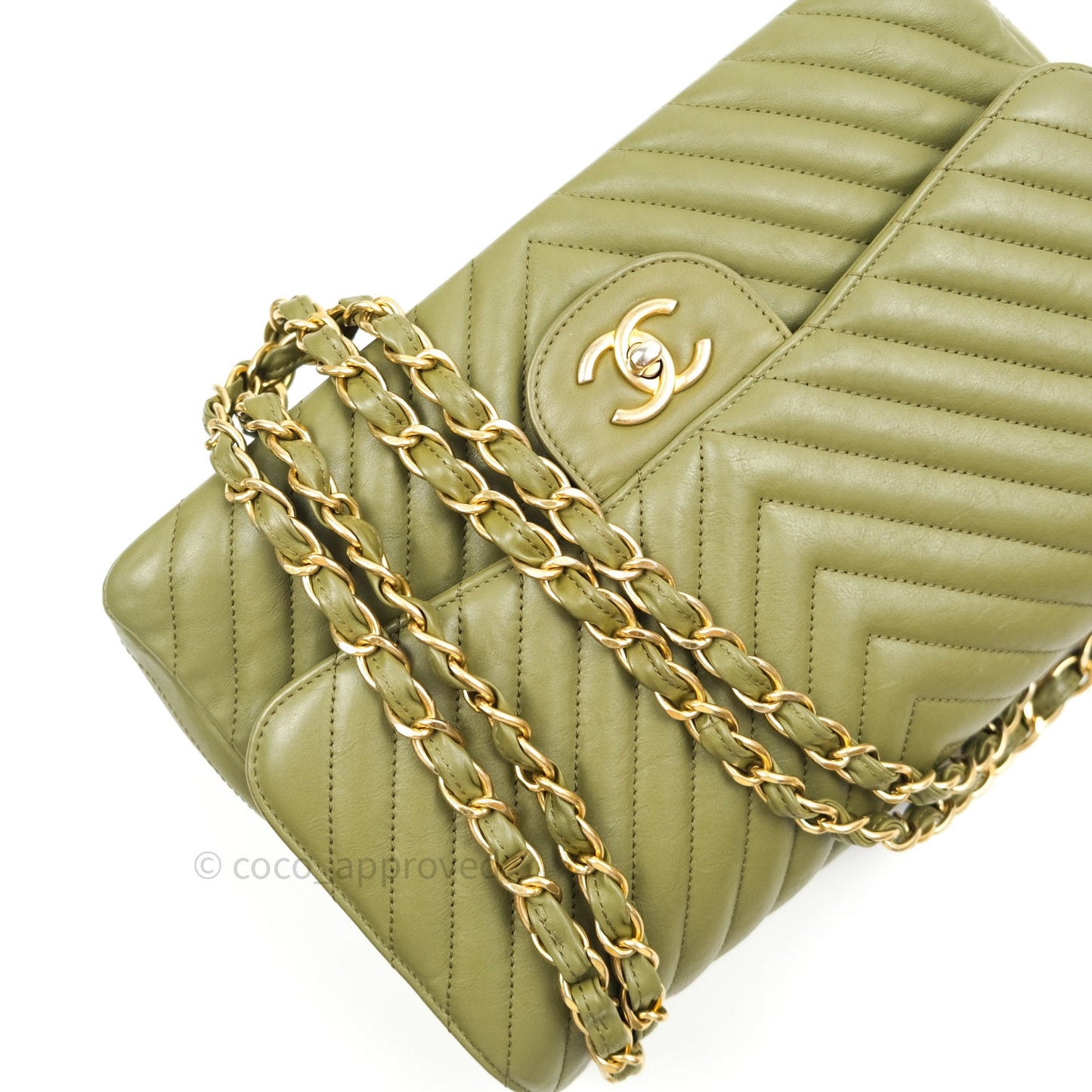 Chanel Jumbo Double Flap Khaki Calfskin Gold Hardware⁣⁣ 17C
