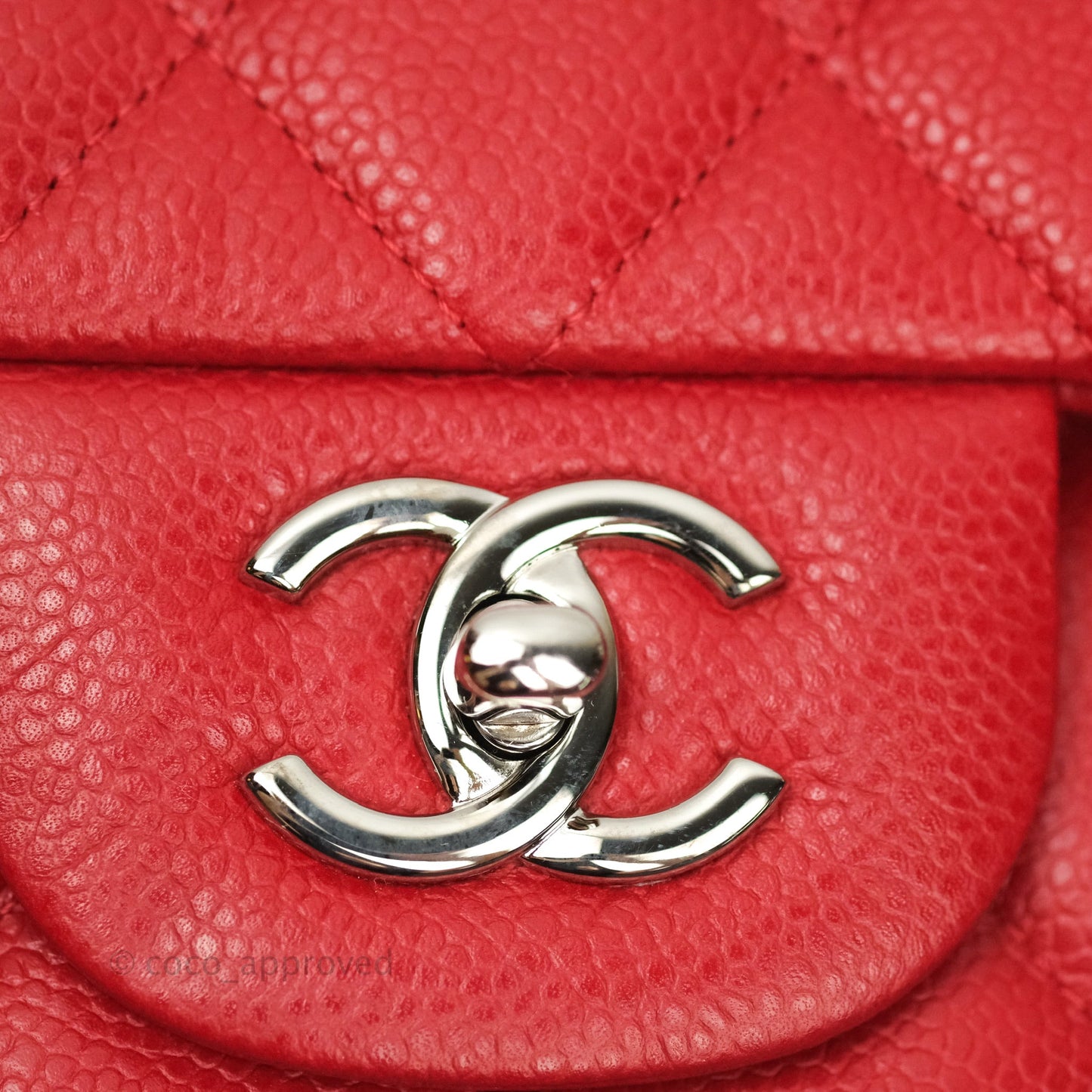 Chanel Classic Jumbo Double Flap Red Caviar Silver Hardware⁣⁣