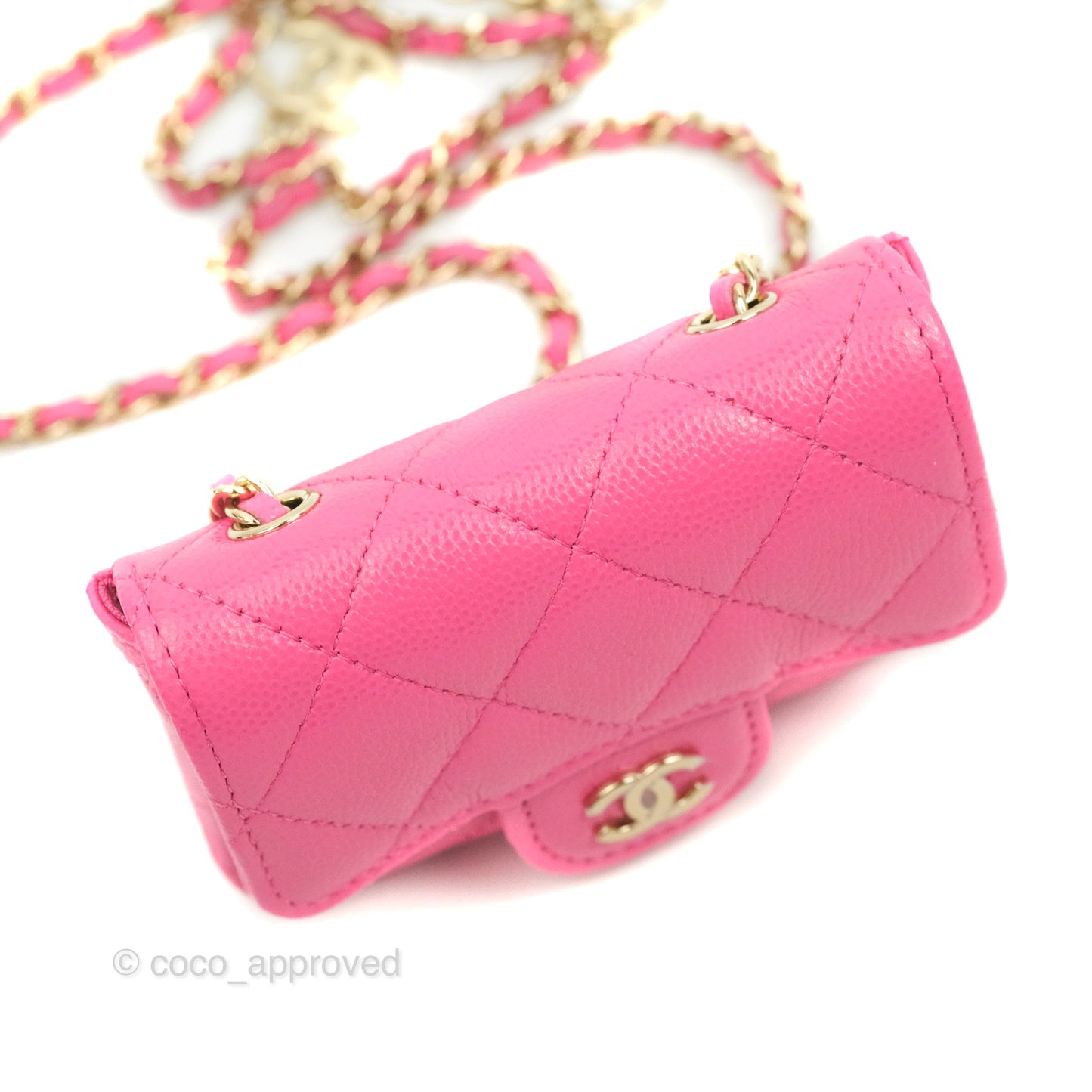 Chanel Classic Quilted Belt Bag Pink Caviar Gold Hardware