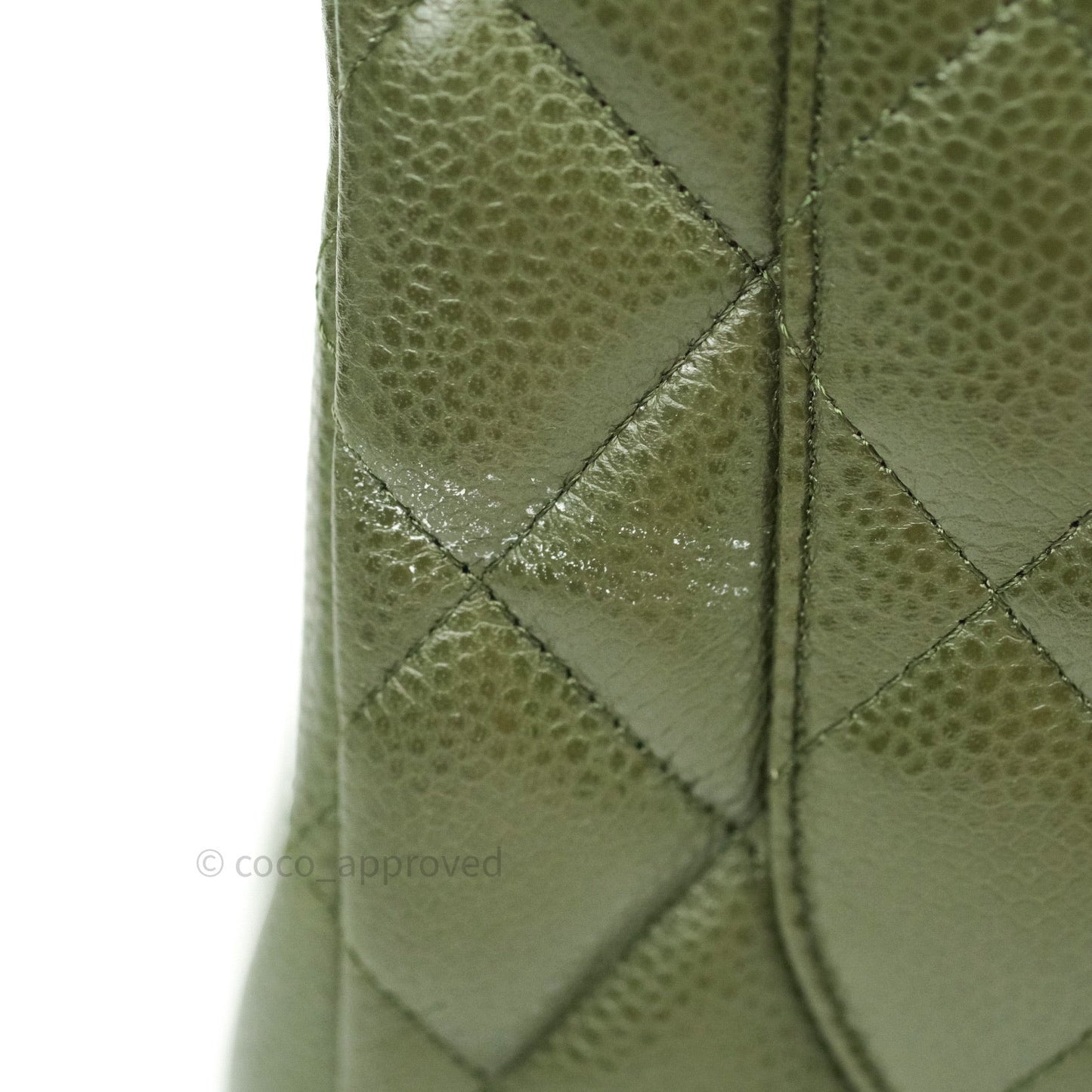 Chanel Classic Jumbo Double Flap Quilted Green Caviar Silver Hardware⁣⁣