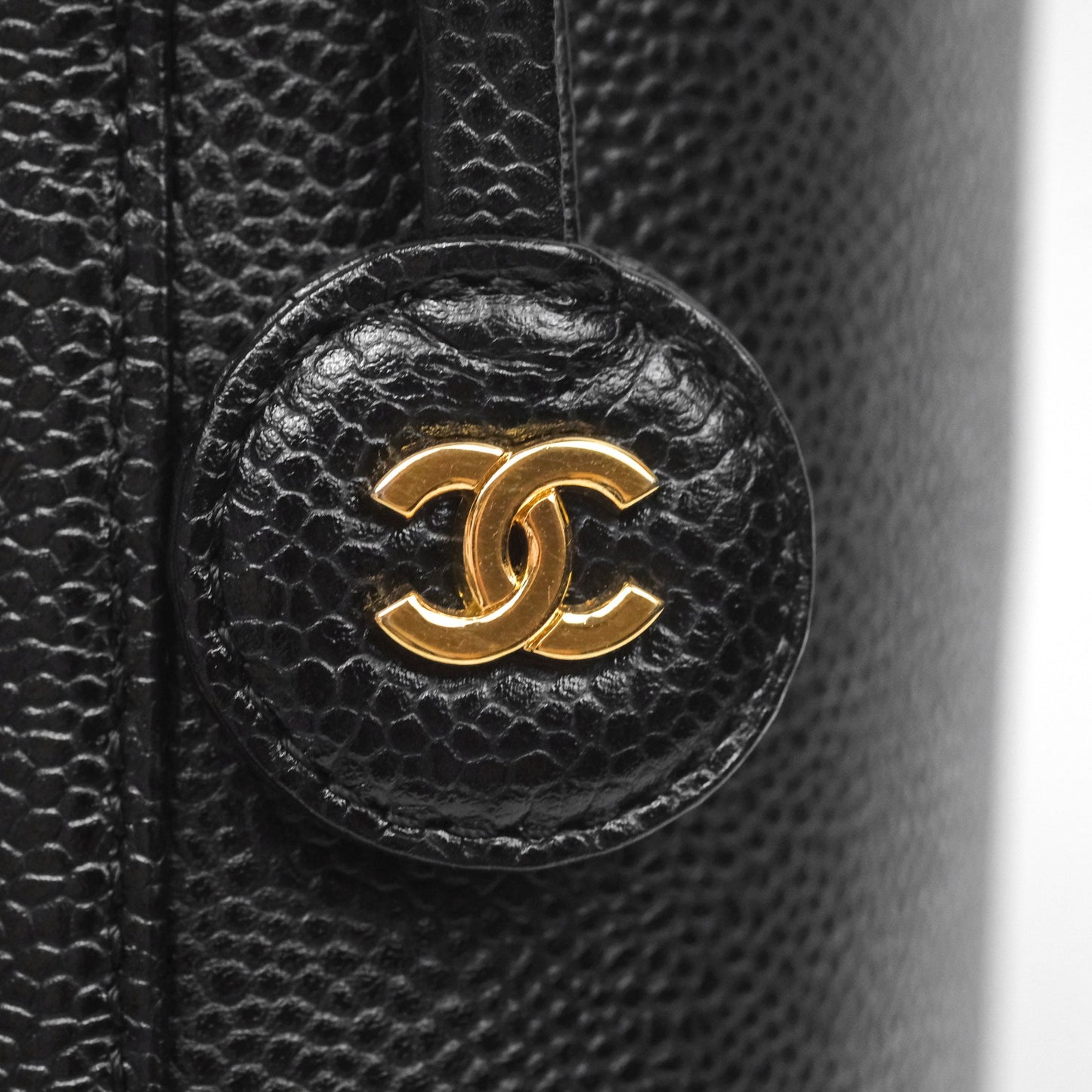 Chanel Vintage Vanity Case Black Caviar Gold Hardware
