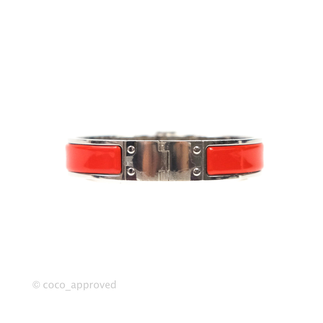 Hermès Enamel Charniere Uni Narrow Hinged Bracelet Brick Red