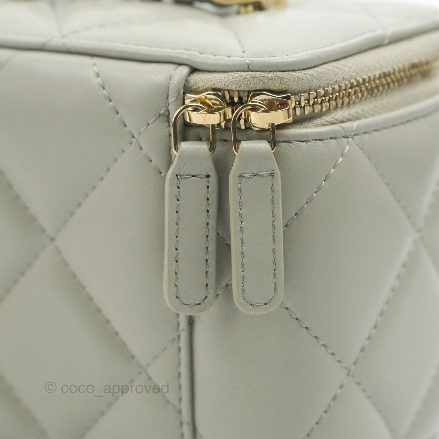 Chanel Vanity with Resin Chain Grey Lambskin Gold Hardware