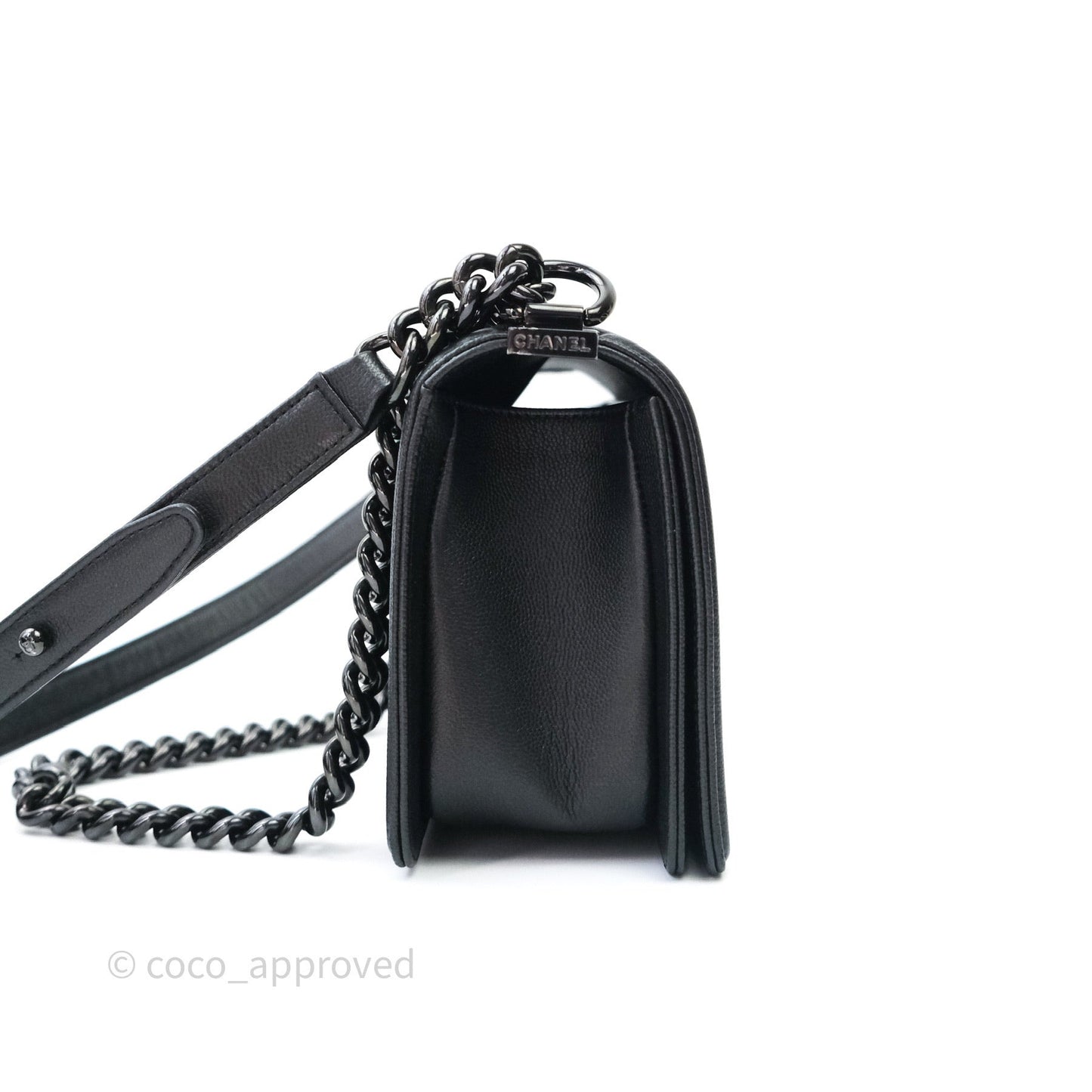 Chanel Quilted Medium Caviar Boy Flap So Black Hardware
