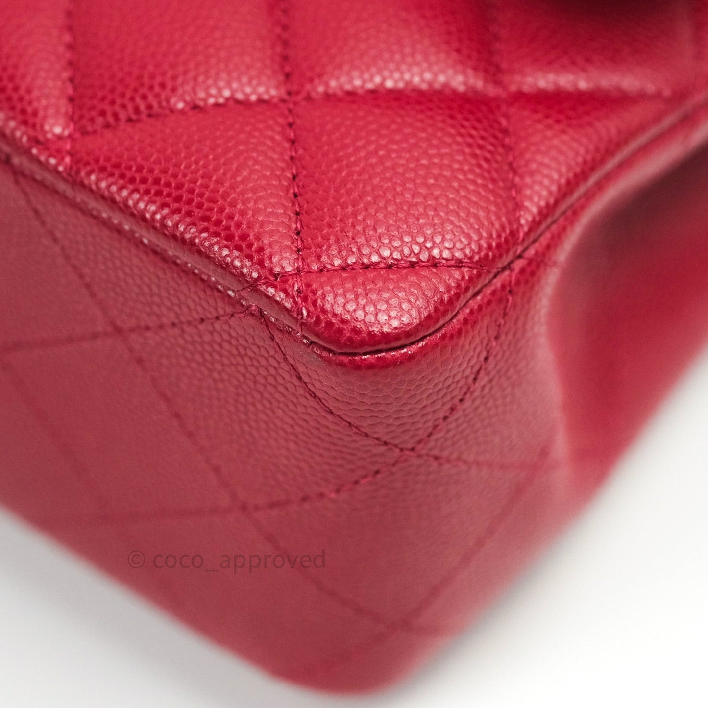 Chanel Classic M/L Medium Double Flap Bag Red Caviar Silver Hardware 18B