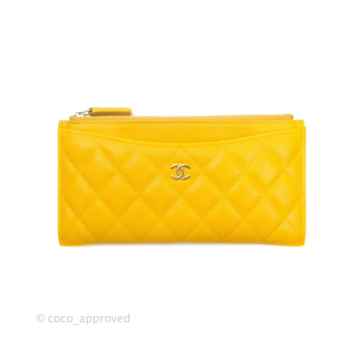 Chanel O Case Phone Case Pouch Card Holder Yellow Caviar Gold Hardware
