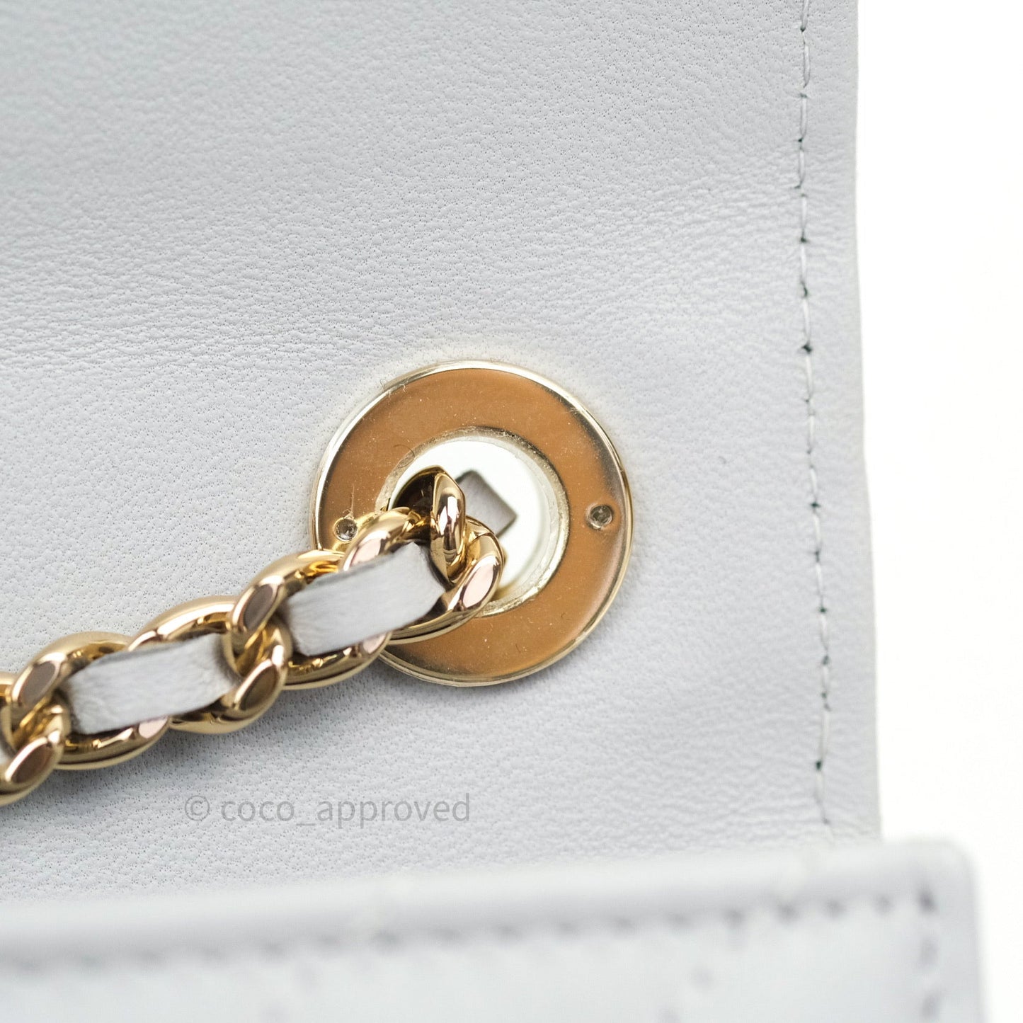 Chanel Mini Trendy CC Wallet On Chain WOC Lambskin Chevron Grey Gold Hardware