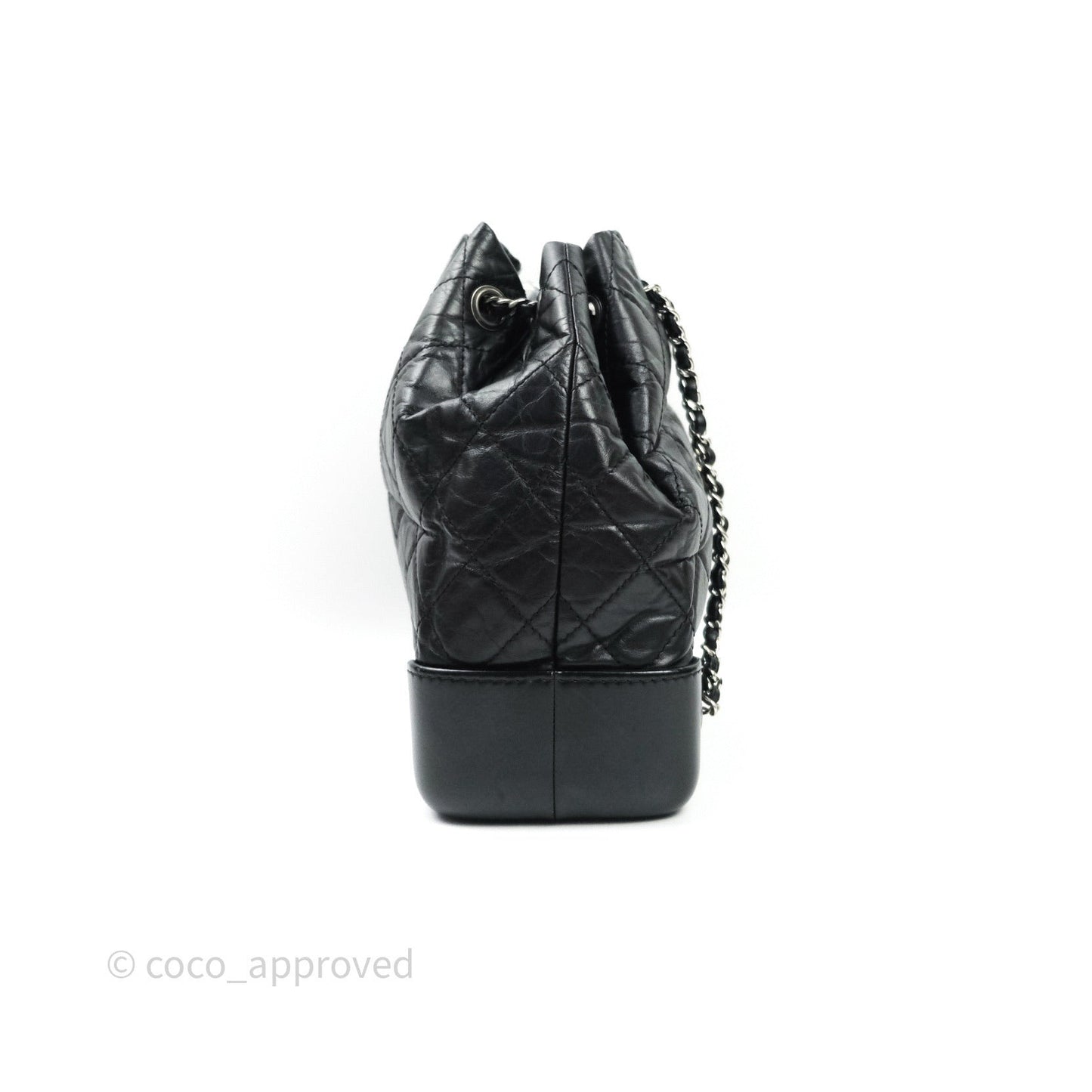 Chanel Gabrielle Backpack Black Aged Calfskin Small Navy Black