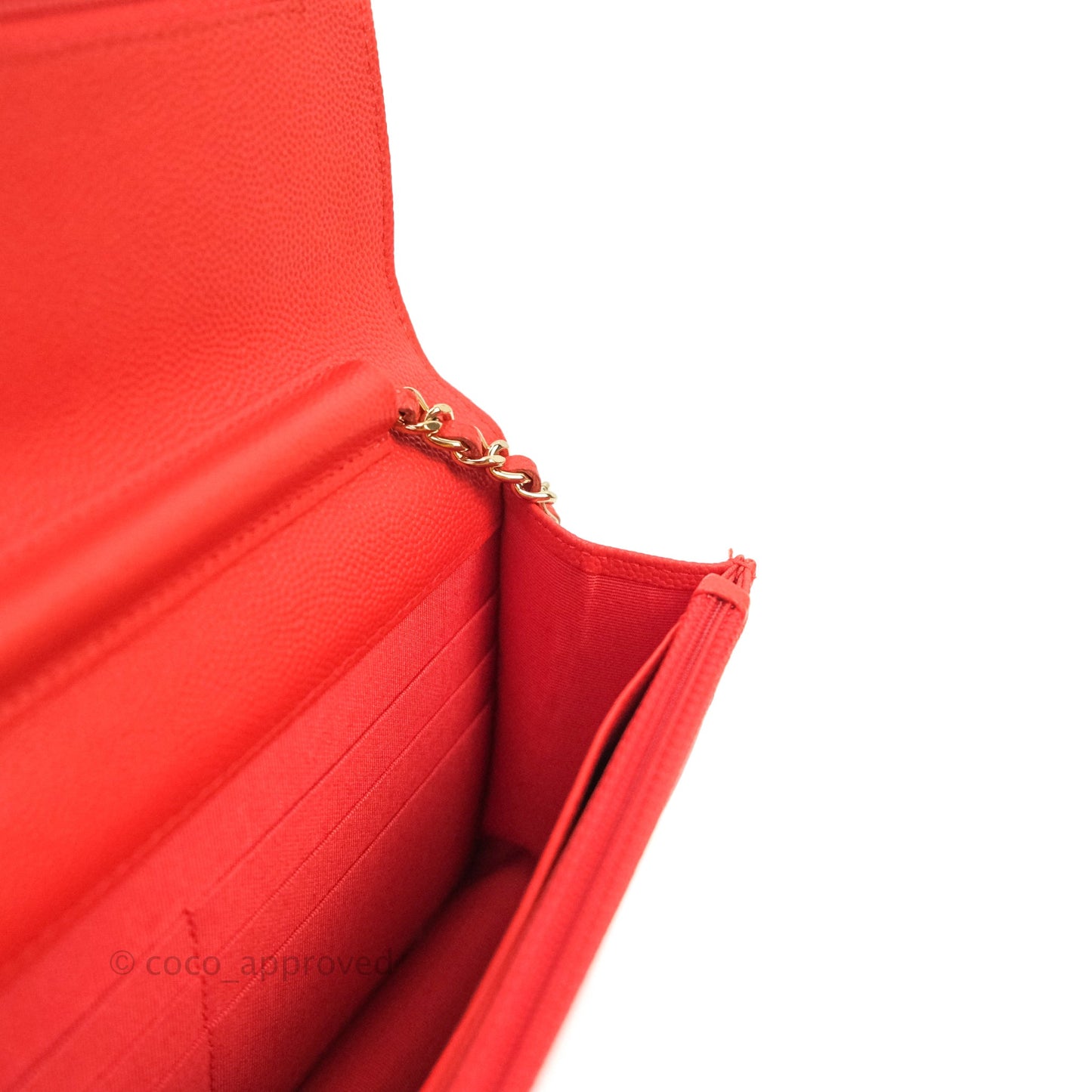 Chanel Quilted Wallet on Chain WOC Red Caviar Gold Hardware