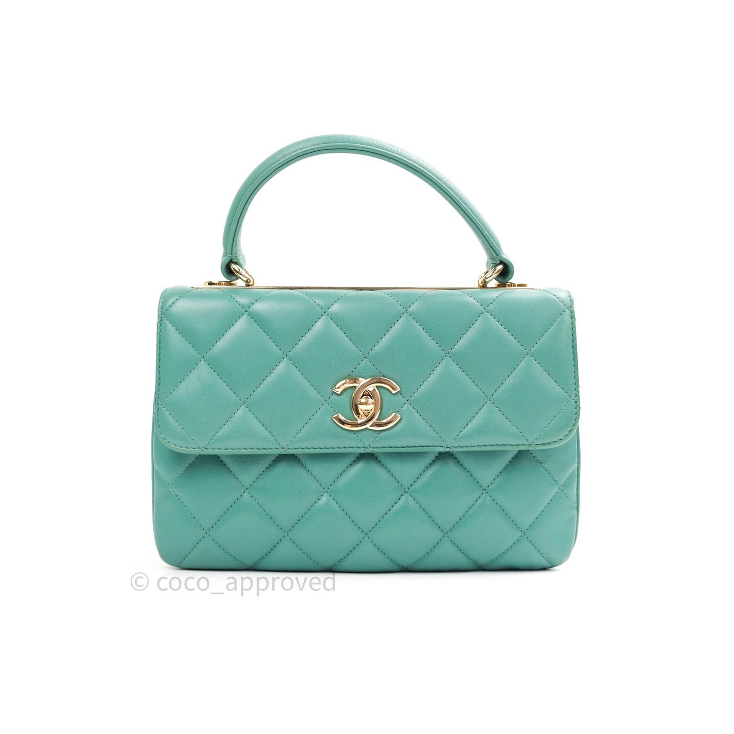 Chanel Lambskin Quilted Small Trendy CC Flap Handle Bag Light Green