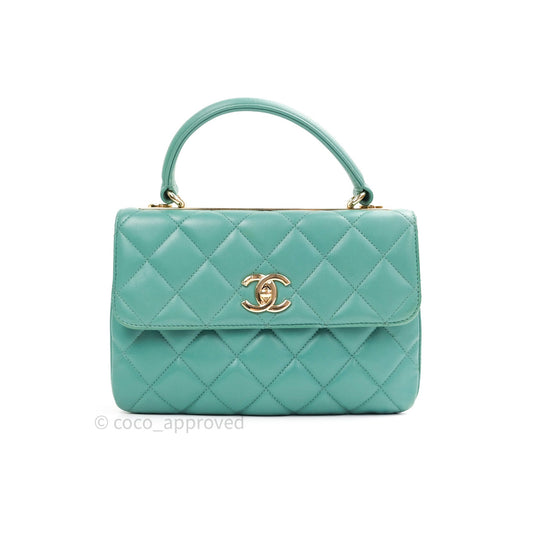 Chanel Lambskin Quilted Small Trendy CC Flap Handle Bag Light Green