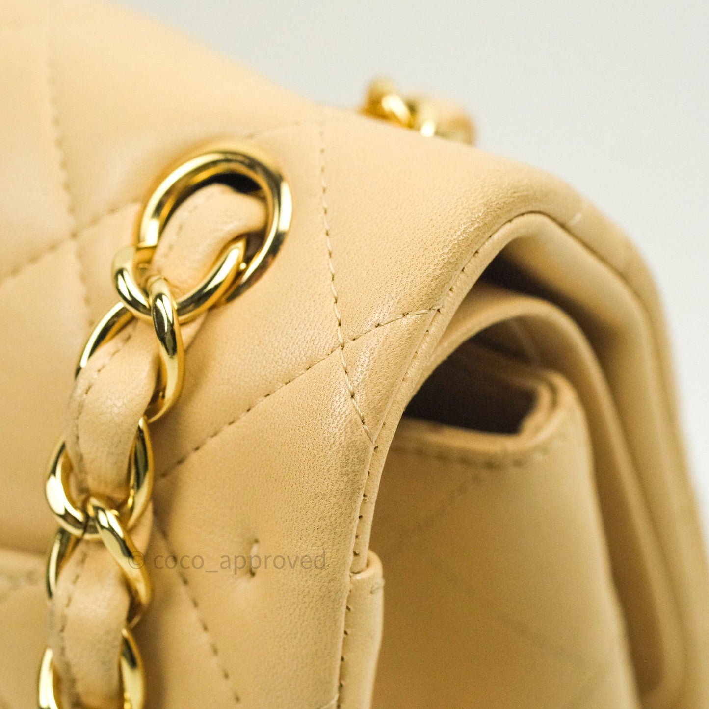 Chanel Classic Jumbo Double Flap Beige Lambskin Gold Hardware⁣⁣