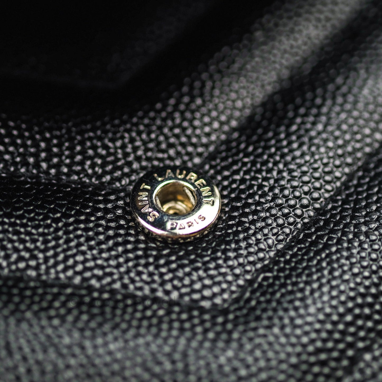 Saint Laurent Wallet on Chain Large in Black Grained Leather and Silver Hardware