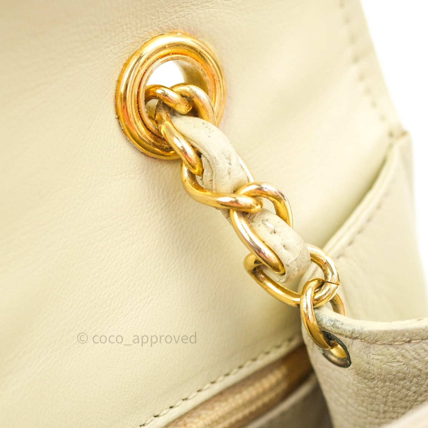 Chanel Vintage Flap Small in Cream Lambskin 24K Gold Hardware