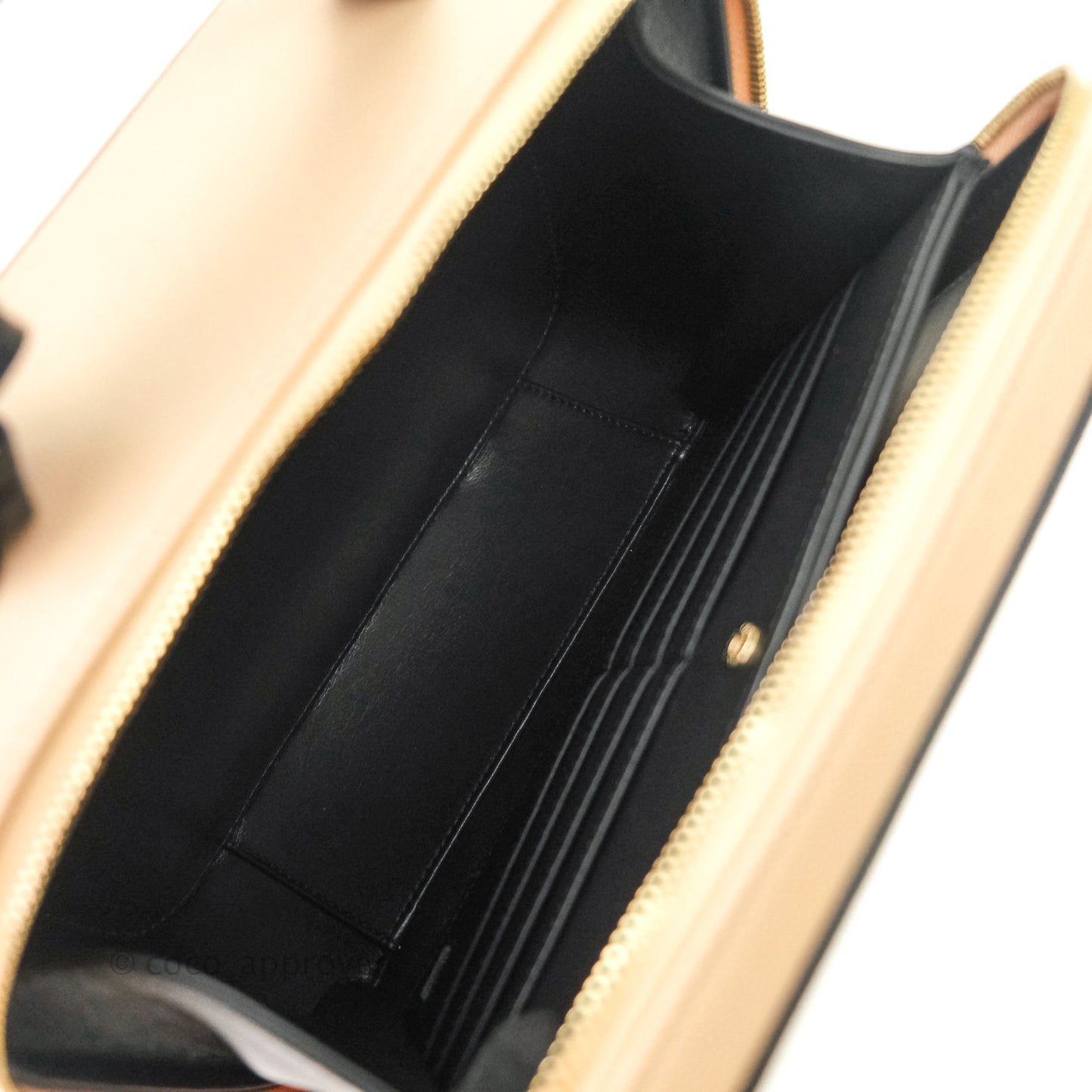 Chanel Quilted Large CC Filigree Vanity Case Beige Black Caviar