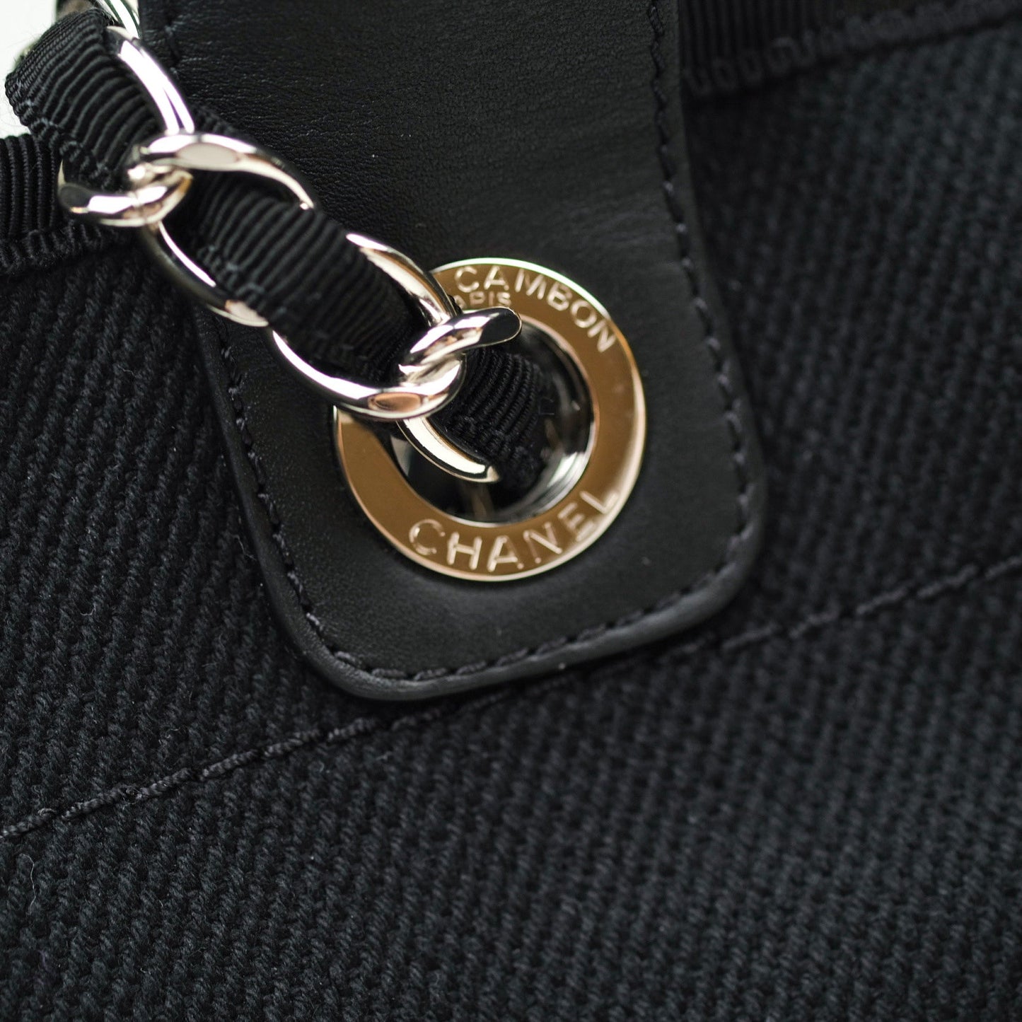 Chanel Large Deauville Black Canvas Imitation Pearl 20S