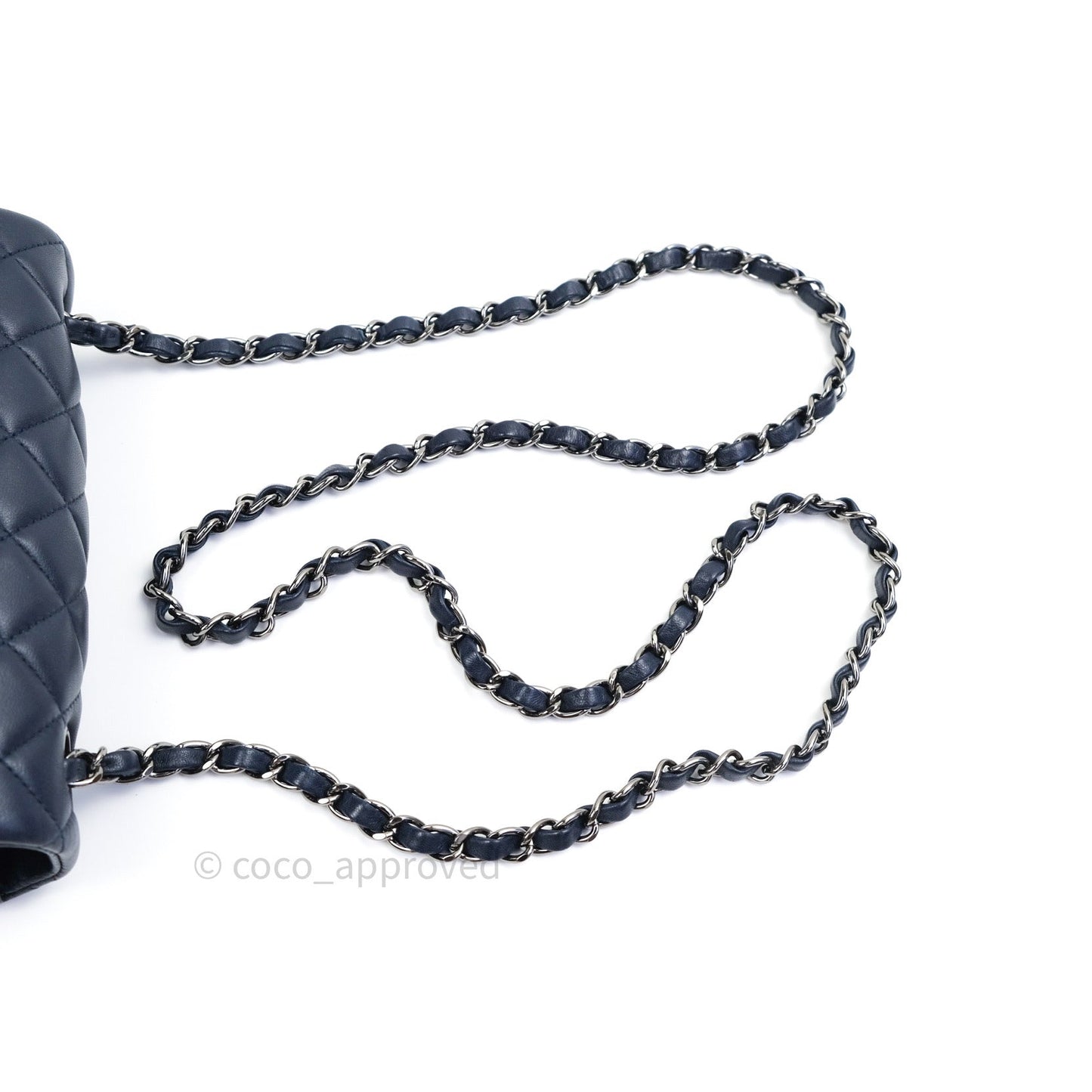 Chanel Lambskin Quilted Mini Rectangular Flap Navy Dark Silver Hardware