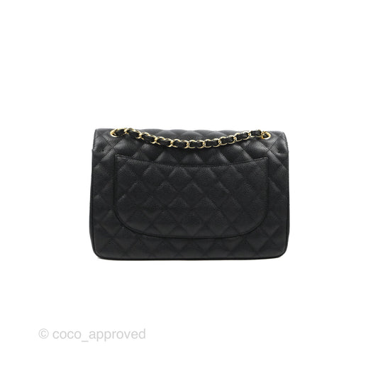 Chanel Jumbo Double Flap Black Caviar Gold Hardware⁣⁣