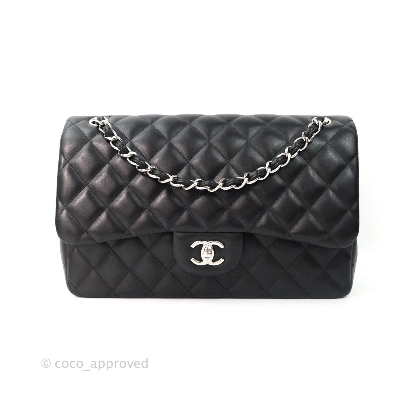 Chanel Jumbo Double Flap Black Lambskin Silver Hardware⁣⁣