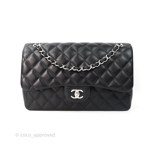 Chanel Jumbo Double Flap Black Lambskin Silver Hardware⁣⁣