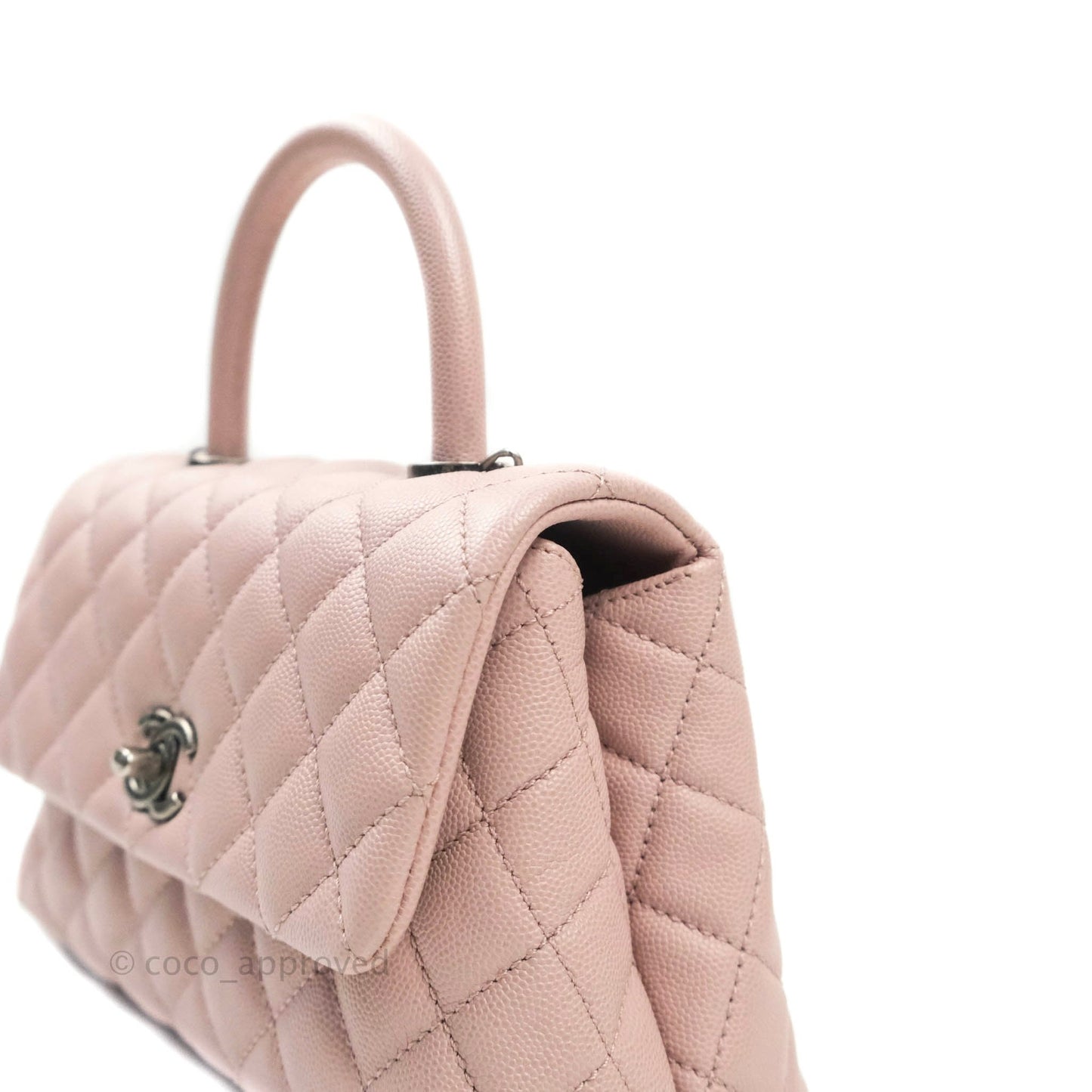 Chanel Mini (Small) Coco Handle Quilted Pink Caviar Ruthenium Hardware
