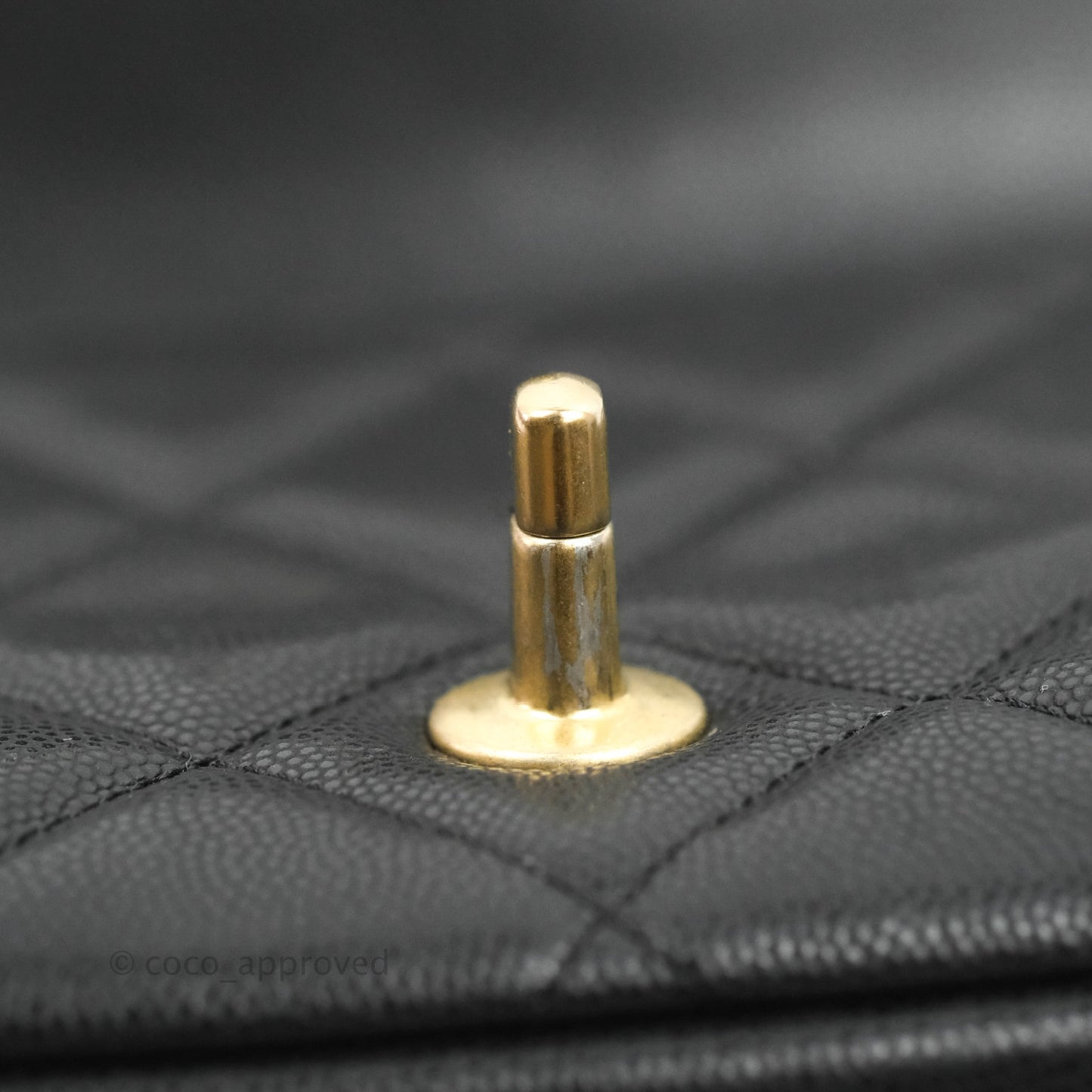 Chanel Small Flap with Coin Charm Black Caviar Aged Gold Hardware 22A