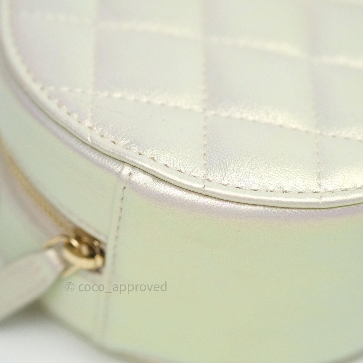 Chanel Round Circle Bag Iridescent Ivory Gold Hardware
