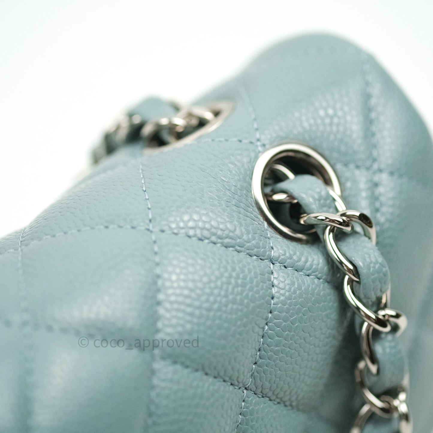 Chanel Classic Small S/M Flap Light Blue Caviar Silver Hardware 20B