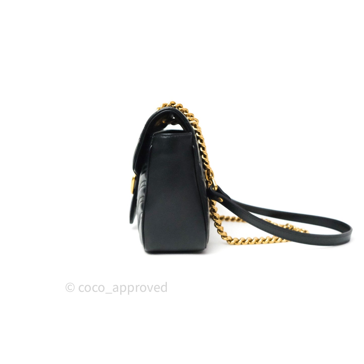 Gucci Small Marmont Black Calfskin Gold Hardware