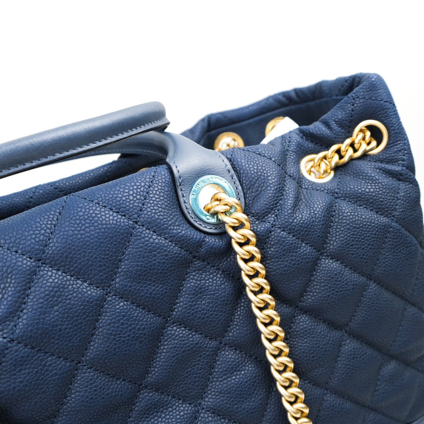 Chanel Iridescent Caviar Quilted Globe Trotter Shopping Tote Blue