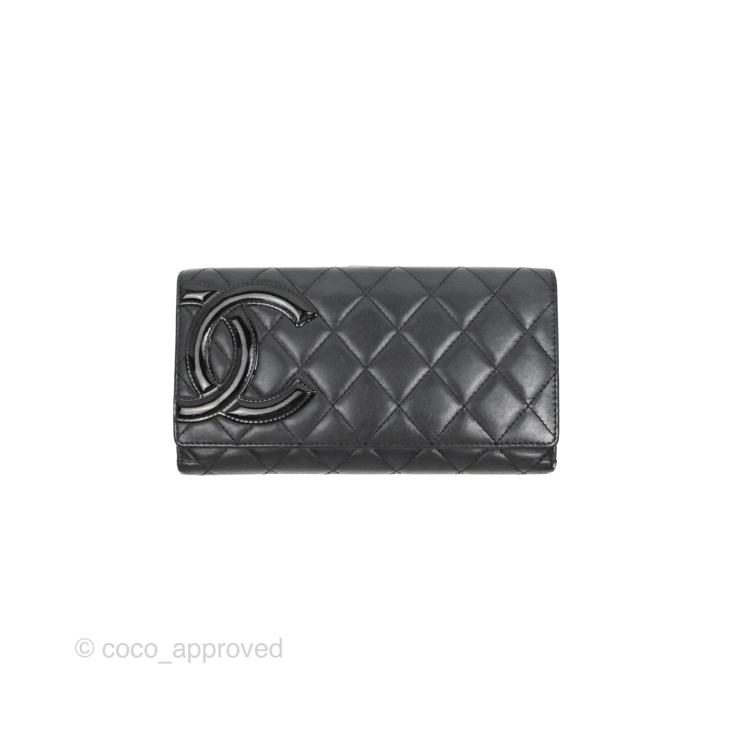 Chanel Quilted Cambon Ligne Flap Wallet Black Lambskin Patent
