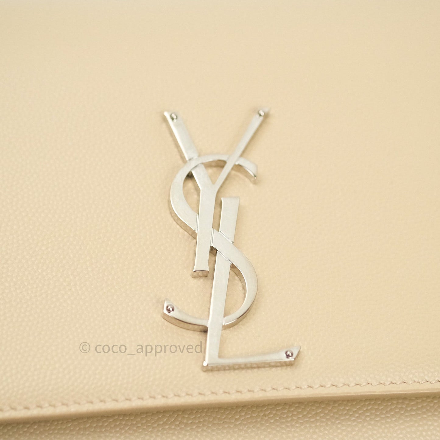 Saint Laurent Calfskin Medium Classic Monogram Kate Beige