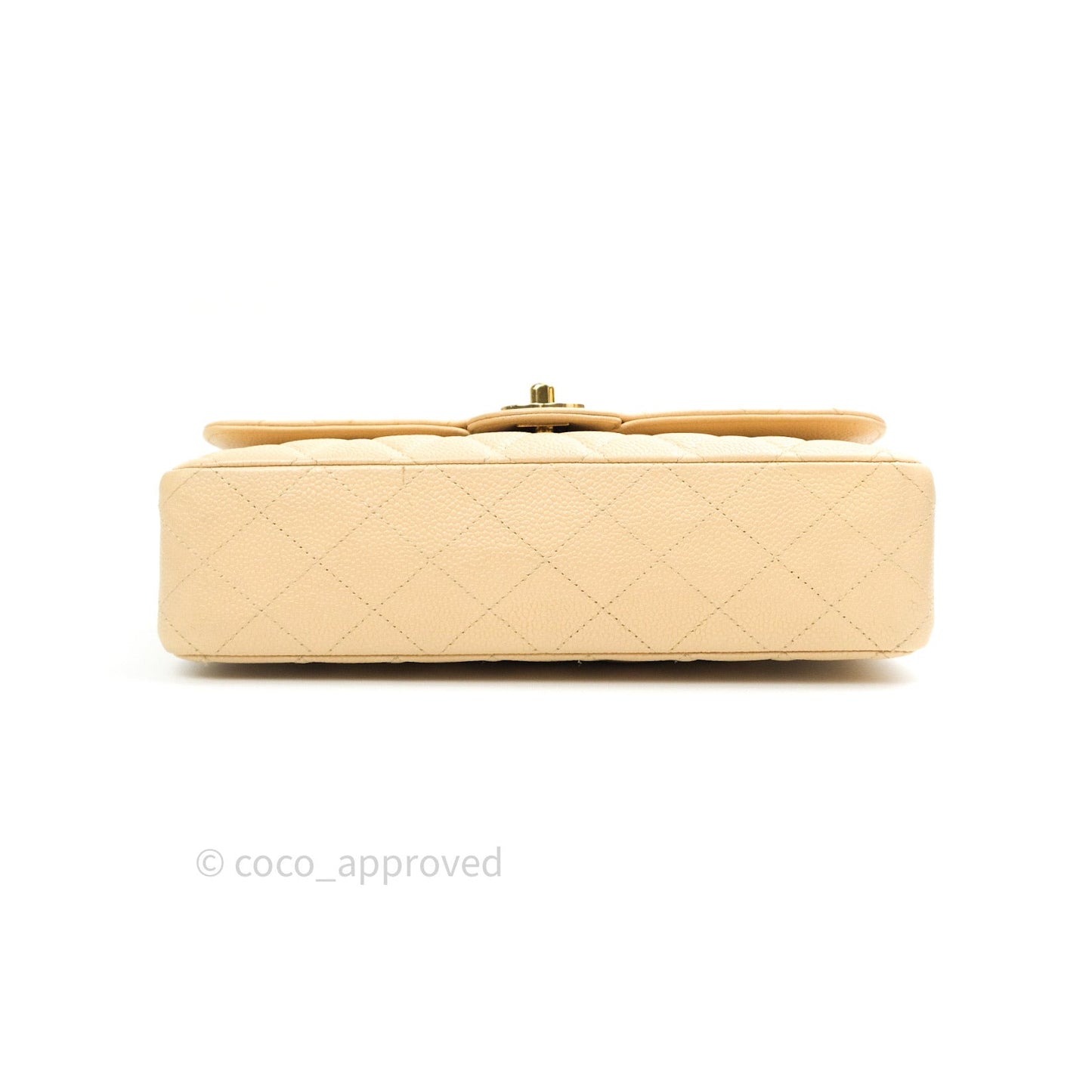 Chanel Quilted M/L Medium Double Flap Beige Clair Caviar Gold Hardware