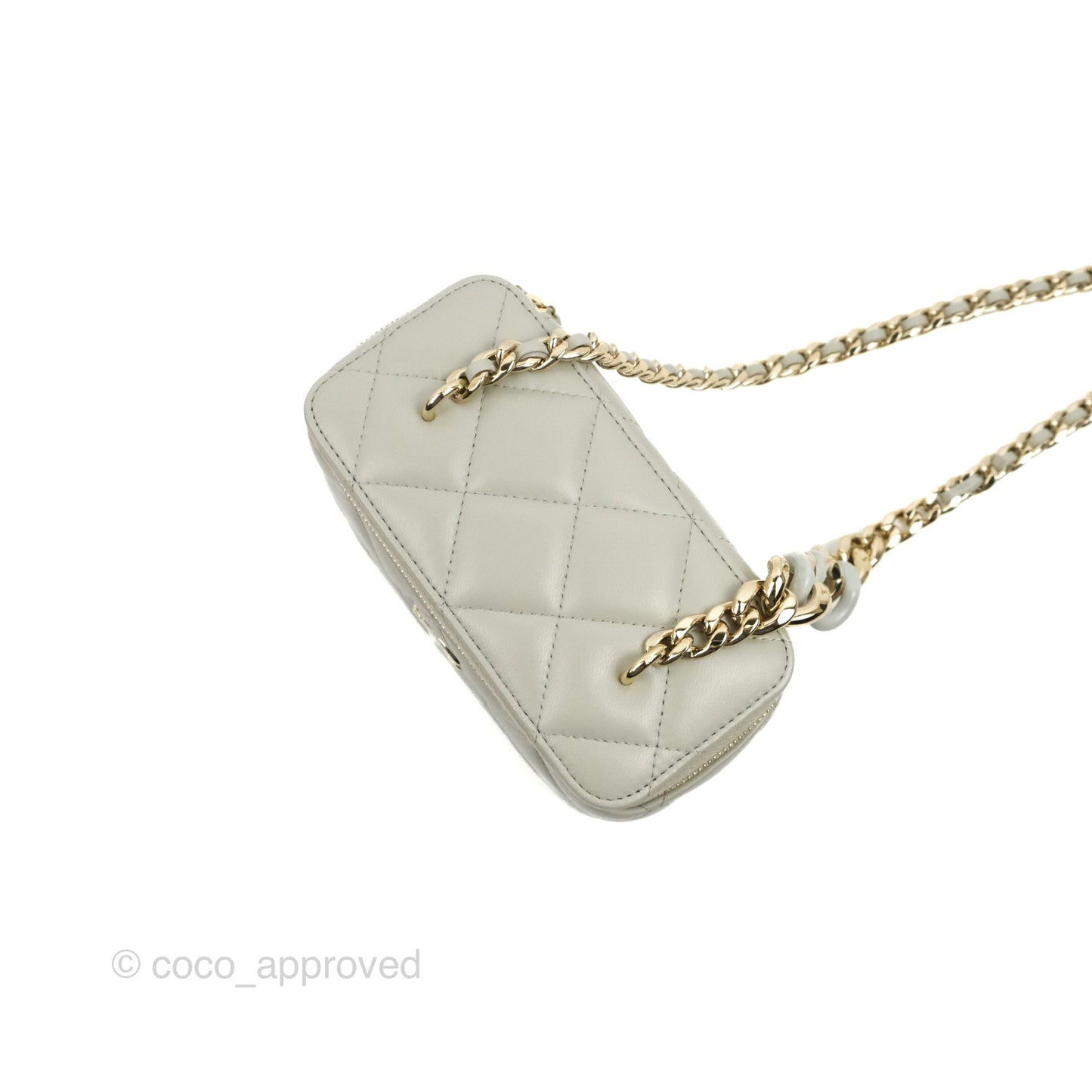 Chanel Vanity with Resin Chain Grey Lambskin Gold Hardware