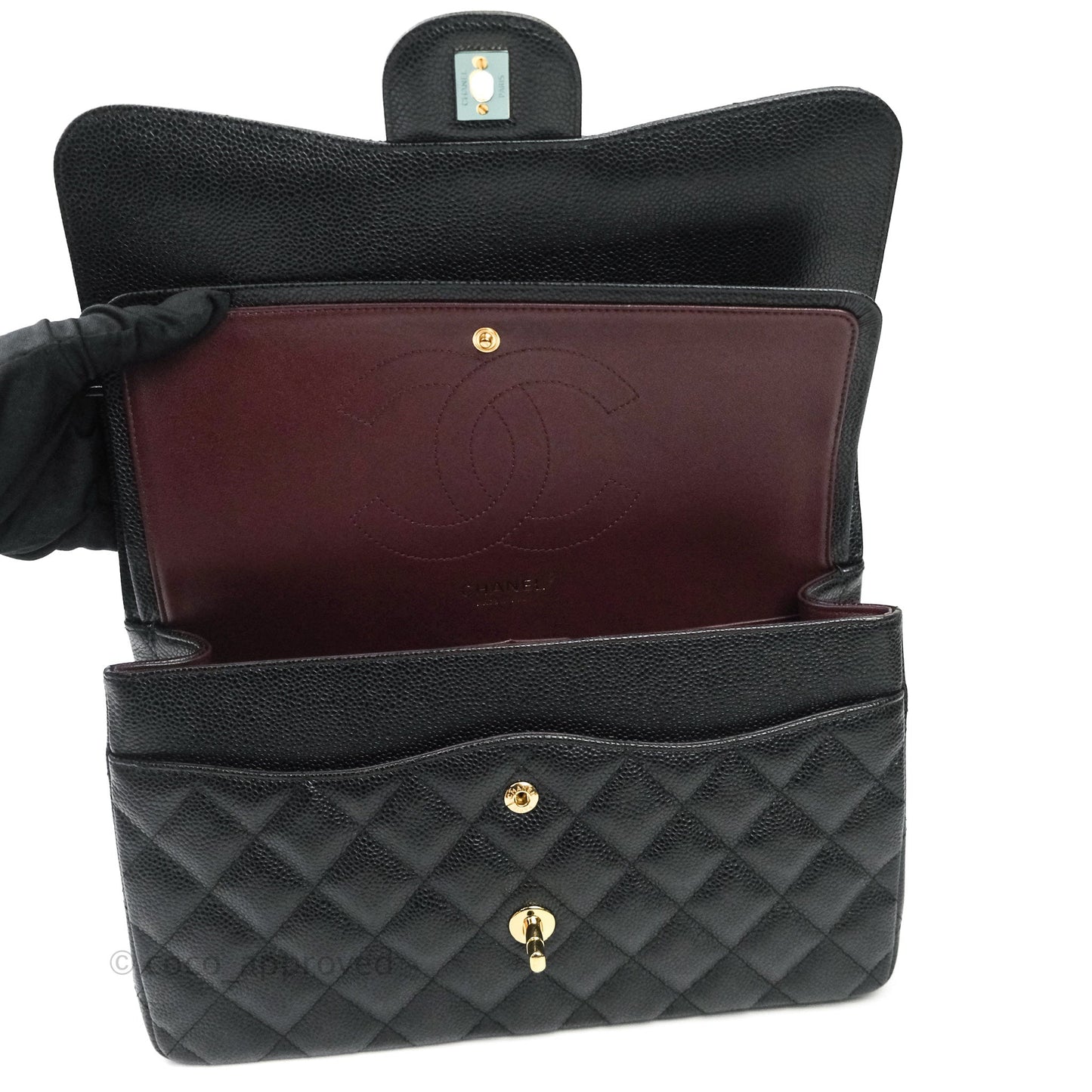 Chanel Jumbo Double Flap Black Caviar Gold Hardware⁣⁣