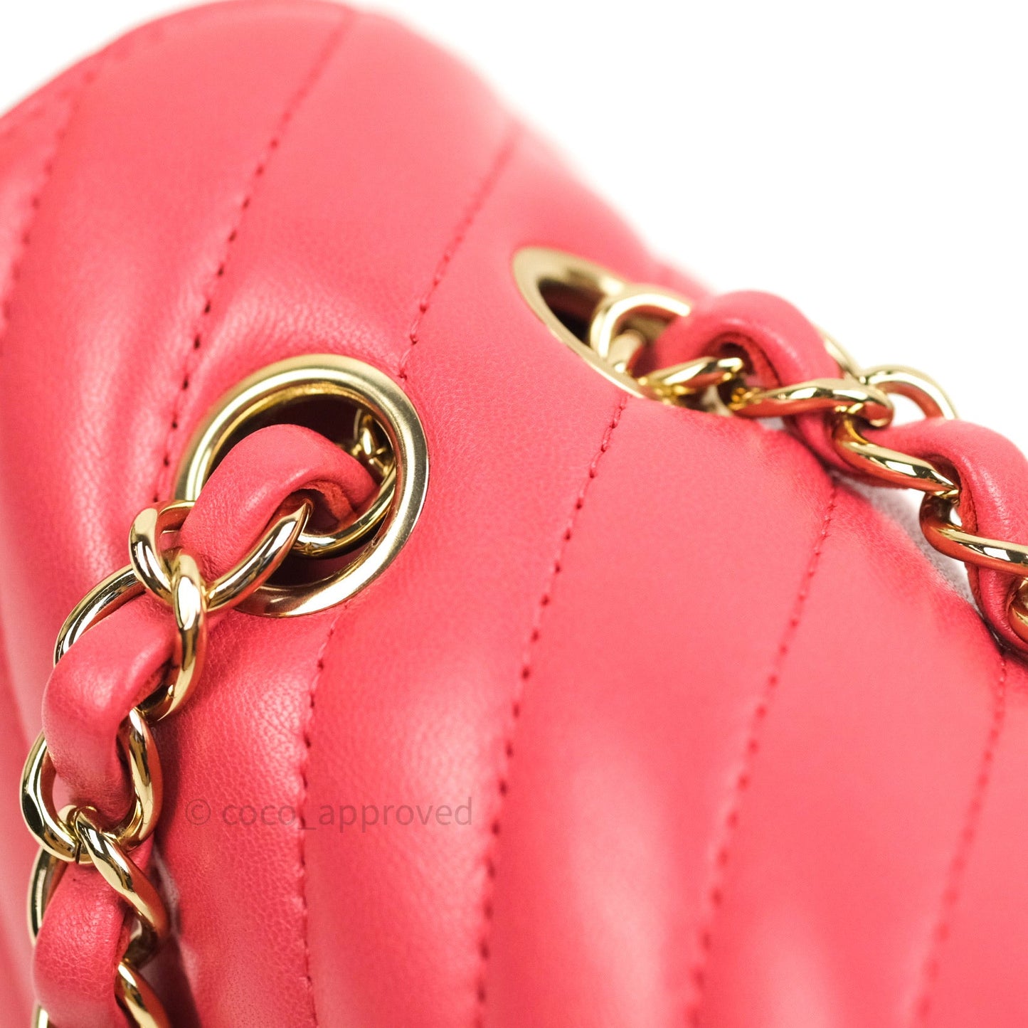 Chanel Chevron M/L Medium Double Flap Bag Dark Pink Lambskin Gold Hardware